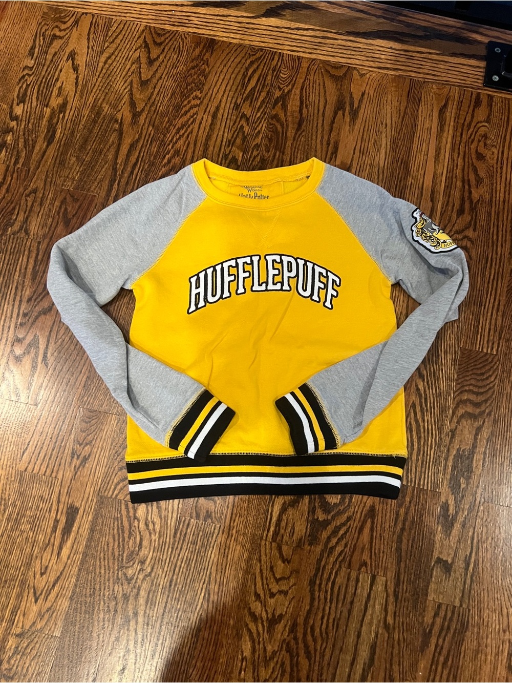 Universal Hufflepuff Yellow and Gray Crewneck Sweatshirt